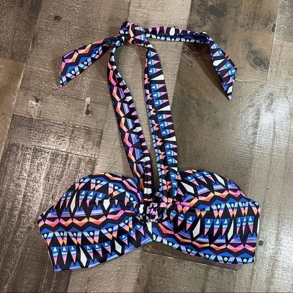 PINK VS Multicolored Bandeau Style Bikini Top XS - Picture 1 of 9